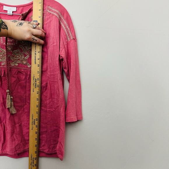 J Jill Red 3/4 Sleeve Boho Blouse Women’s Size XS - Picture 5 of 8